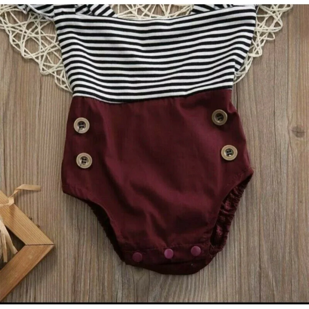 Toddler Baby Girl Boutique Romper Bodysuit Headband Outfit Set 9-12 Months NEW